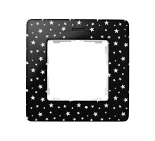 Simon 82 Рамка декоративная, 1 пост, Original, S82 Detail, чёрный в белые звёзды-белый  8200610-222  Simon
