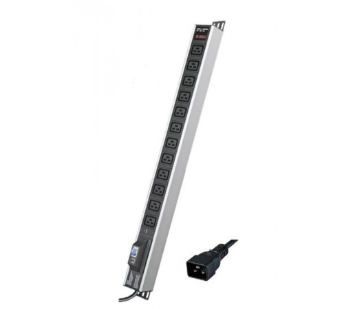 Блок распределения питания вертикальный для 19" шкафов, 16A12 ХIEC60320 C19, автоматический выключатель 1Р, индикатор т  R5V12CBOPCDC19  DKC