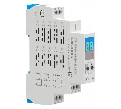 Реле времени многофункц. TM. дисп. 2 конт. 230В AC  CTR-470-TM-2-99D-A230-CD0  ONI