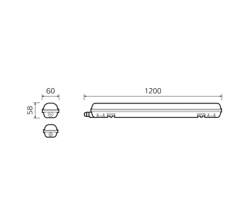 Светильник  LED ССП-176 EVO IP65 1200*60*58 36W 4320lm 6500K 175-265V мат сенс и соед в лин 1/12  864424336-S  Gauss