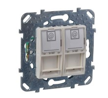 Unica Бежевый Розетка комп(RJ45) 2-ая кат.5е с полем для надписи  MGU5.2020.25ZD  Schneider Electric