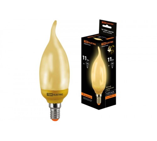 Лампа энергосберегающая КЛЛ 12Вт E14 827 золотая cвеча на ветру СGW (mini)  SQ0323-0143  TDM