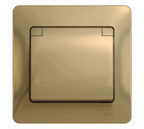 Glossa Титан Розетка с заземлением со шторками с крышкой, IP20 (в сборе с рамкой)  GSL000446  SE