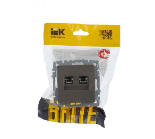 BRITE Розетка компьютерная 2-ая RJ45 кат.5E РК10-2-БрШ шампань  BR-K20-1-K37  IEK