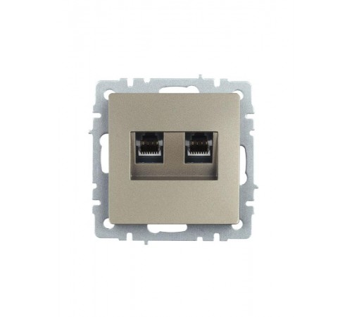 BRITE Розетка компьютерная 2-ая RJ45 кат.5E РК10-2-БрШ шампань  BR-K20-1-K37  IEK