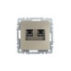 BRITE Розетка компьютерная 2-ая RJ45 кат.5E РК10-2-БрШ шампань  BR-K20-1-K37  IEK