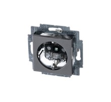 ABB Levit Сталь / дымчатый чёрный Розетка с з/к со шторками 16А  5520H-A03457 69W  2CHH203457A6069  ABB