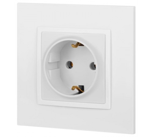 Розетка Elegance 14-2101-01М с заземлением, 16А-250В, белый матовый  Б0065800  ЭРА