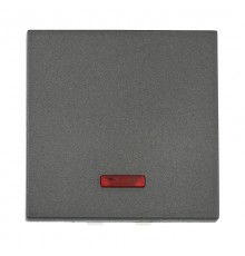 Выключатель с индикатором 45х45мм (схема 1L) 16 A, 250 B (черный бархат) LK45  850908-1  Ecoplast