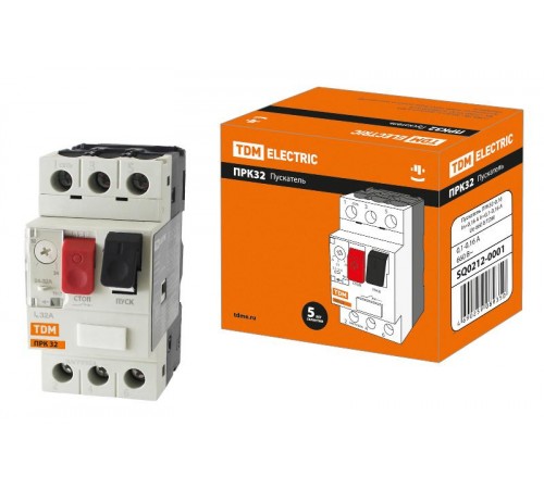 Пускатель ручной кнопочный ПРК32-0,16 In=0,16A Ir=0,1-0,16A Ue 660В  SQ0212-0001  TDM