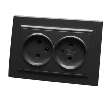 Розетка 2-местная б/з, 250В, 10А, серия Эрна, PST10-9013-03, черный  39478  STEKKER