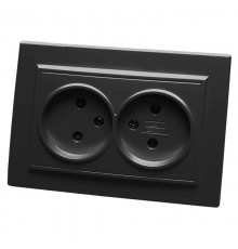 Розетка 2-местная б/з, 250В, 10А, серия Эрна, PST10-9013-03, черный  39478  STEKKER