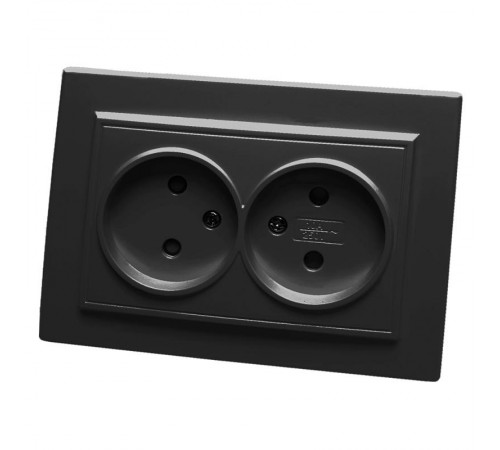 Розетка 2-местная б/з, 250В, 10А, серия Эрна, PST10-9013-03, черный  39478  STEKKER