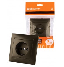 Розетка 2П+З 16А 250В с защ. шт. бронза "Лама"  SQ1815-0711  TDM