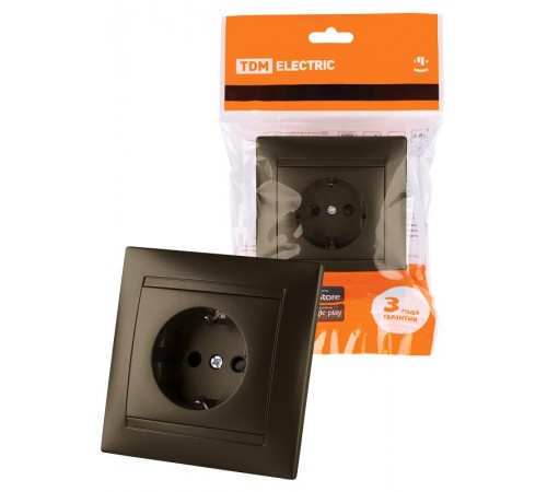 Розетка 2П+З 16А 250В с защ. шт. бронза "Лама"  SQ1815-0711  TDM