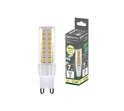 Лампа светодиодная G9-7 Вт-230 В-3000 К, SMD, 17,5x65,5 мм  SQ0340-0225  TDM