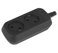 Колодка ЭРА KX-2-B 2 розетки без зазeмления черная   Б0061660  ЭРА