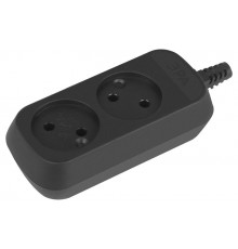 Колодка ЭРА KX-2-B 2 розетки без зазeмления черная   Б0061660  ЭРА