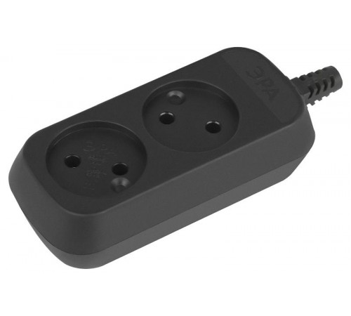 Колодка ЭРА KX-2-B 2 розетки без зазeмления черная   Б0061660  ЭРА