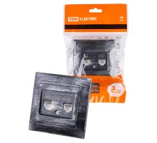 Розетка телефонная RJ11 + компьютерная RJ45 старинное серебро "Лама"  SQ1815-0660  TDM