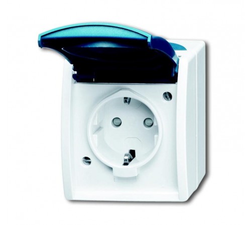 Розетка SCHUKO 16А 250В IP44 для открытого монтажа, серия ocean, цвет серый/сине-зелёный  2083-0-0845   2CKA002083A0845  ABB