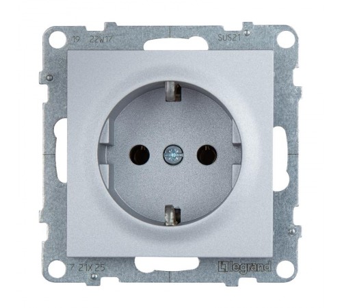 SUNO Силовая розетка 2К+З 16А 250В.Винтовые зажимы. Цвет "Алюминий"  721325  Legrand