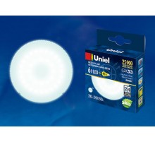 Лампа светодиодная LED-GX53-6W/NW/GX53/FR PLZ01WH LED, матовая. .  UL-00001669  Uniel