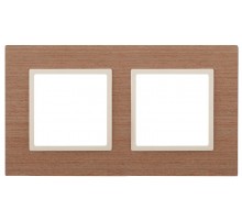 14-5302-07 Рамка на 2 поста, дерево, Эра Elegance, ясень+сл.кость  Б0034572  ЭРА