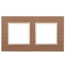 14-5302-07 Рамка на 2 поста, дерево, Эра Elegance, ясень+сл.кость  Б0034572  ЭРА