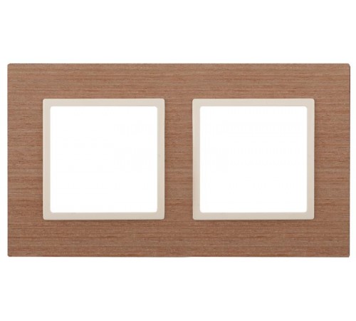 14-5302-07 Рамка на 2 поста, дерево, Эра Elegance, ясень+сл.кость  Б0034572  ЭРА