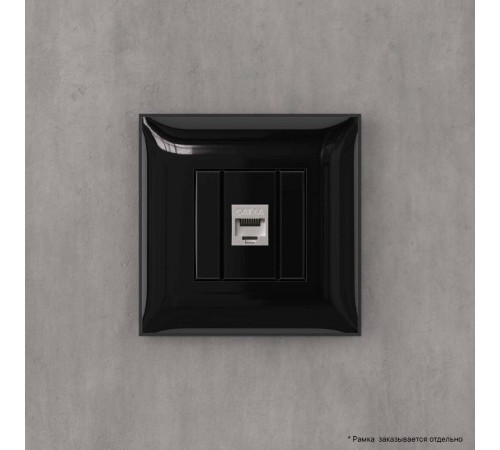 Компьютерная розетка RJ-45 без шторки в стену, кат.6А одинарная экранированная, "Avanti", "Черный квадрат"  4402773  DKC