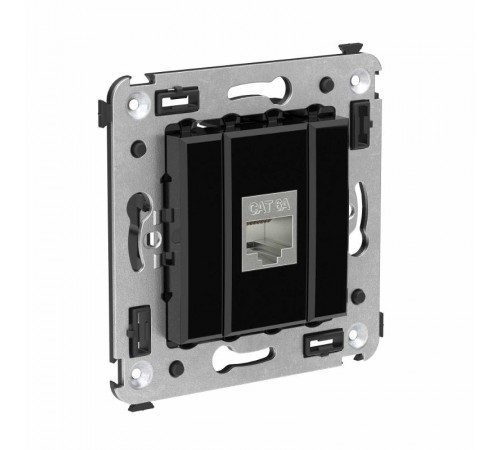 Компьютерная розетка RJ-45 без шторки в стену, кат.6А одинарная экранированная, "Avanti", "Черный квадрат"  4402773  DKC