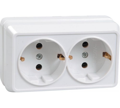 ОКТАВА белый Розетка 2-местная О/У с/з 16А РС22-3-ОБ  ERO21-K01-16-DC  GENERICA