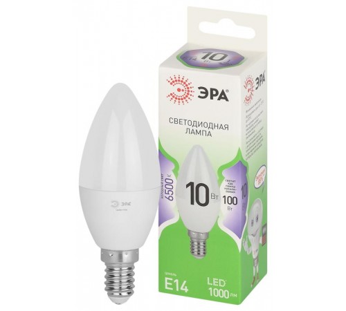 Лампа светодиодная  GREEN LINE LED B35-10W-865-E14 GL E14 10 Вт свеча холодный свет  Б0067095  ЭРА