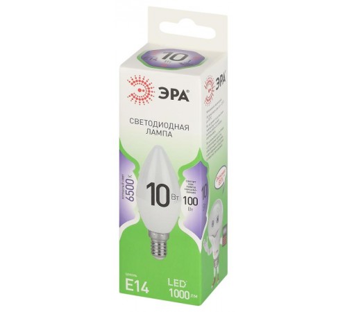 Лампа светодиодная  GREEN LINE LED B35-10W-865-E14 GL E14 10 Вт свеча холодный свет  Б0067095  ЭРА