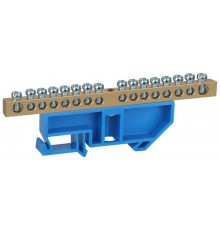 Шина N "ноль" на DIN-изол ШНИ-6х9-16-Д-синий NO-222-49  Б0033430  ЭРА