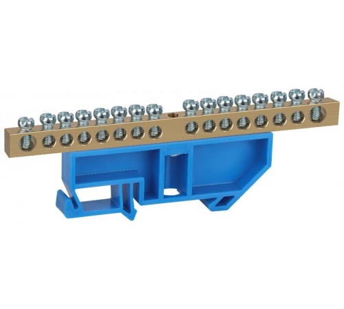 Шина N "ноль" на DIN-изол ШНИ-6х9-16-Д-синий NO-222-49  Б0033430  ЭРА