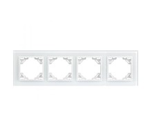 Минск Рамка 4-местная стеклянная белая Basic  ERM-G-404-10  EKF