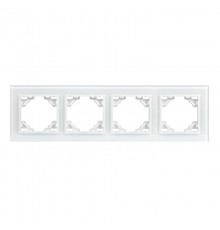 Минск Рамка 4-местная стеклянная белая Basic  ERM-G-404-10  EKF