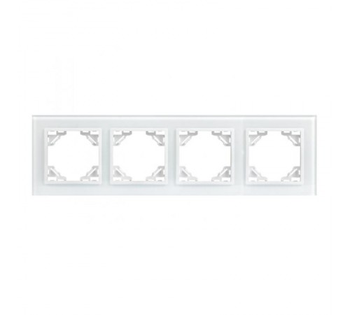 Минск Рамка 4-местная стеклянная белая Basic  ERM-G-404-10  EKF