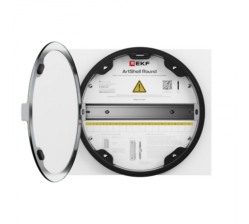 Корпус ArtShell Round встраиваемый силовой круглый 16 модулей, чёрная дверь из закаленного стекла  artshell-r-16p-cb EKF