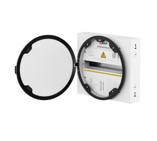 Корпус ArtShell Round встраиваемый силовой круглый 16 модулей, чёрная дверь из закаленного стекла  artshell-r-16p-cb EKF