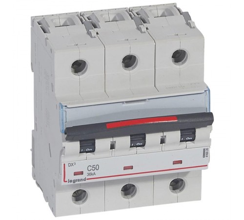 Выключатель автоматический трехполюсный DX3 50A C 36кА (4,5 мод)  410026  Legrand
