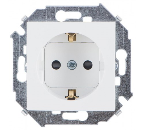 Simon 15 Белый Розетка с/з Schuko со шторками, 16А 250В, винт. зажим  1591443-030  Simon