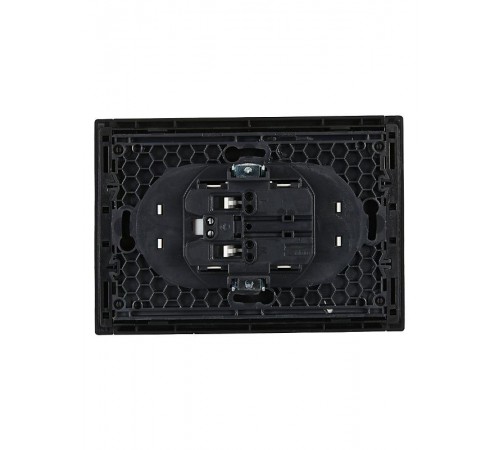 FORTE&PIANO Розетка 2-я без заземления, со шторками безвинтовое крепление 10А FP125 черный  FP-R23-10-1-K02  IEK