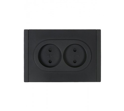 FORTE&PIANO Розетка 2-я без заземления, со шторками безвинтовое крепление 10А FP125 черный  FP-R23-10-1-K02  IEK