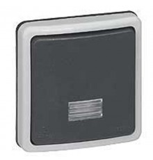 Plexo Серый Выключатель 1-клавишный кнопочный с подсв. встраиваемый 10А  IP66  090482  Legrand