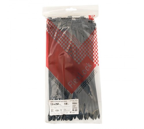 Хомут P6.6 стандартный (ч), 7.6x250 (100шт) FlexLock PROxima  plc-fl-ctsb-7.6x250  EKF