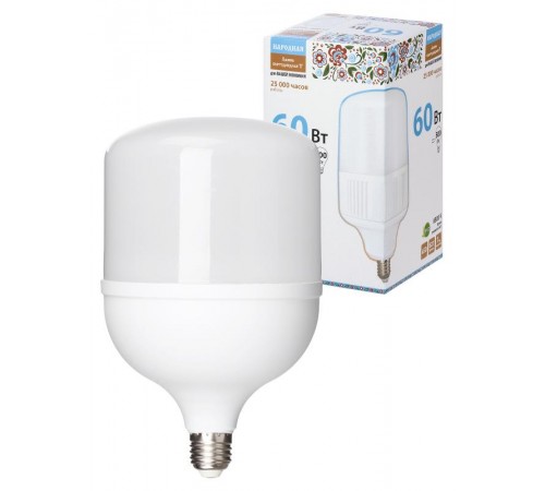 Лампа светодиодная T-60 Вт-230 В-6500 К-E27 (135x225 мм) НАРОДНАЯ  SQ0340-1649  TDM