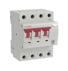 Автоматический выключатель дифференциального тока YON max типа MDR, 3P+N, 100mA, 25A, хар-ка C, 6kA, тип A  MDR63N-3N3C25-A  DKC